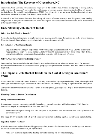 The Impact of Job Market Trends on the Cost of Living in Greensboro 27409