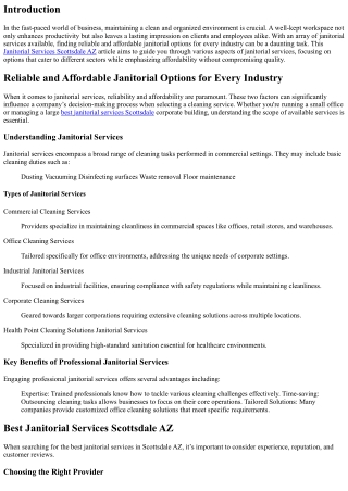 Reliable and Affordable Janitorial Options for Every Industry