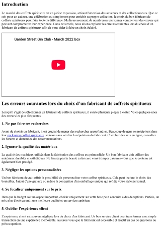 Les erreurs courantes lors du choix d’un fabricant de coffrets spiritueux