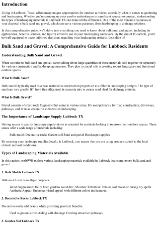 Bulk Sand and Gravel: A Comprehensive Guide for Lubbock Residents
