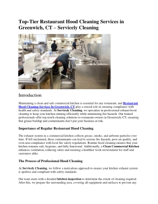 Top-Tier Restaurant Hood Cleaning Services in Greenwich, CT – Servicely Cleaning