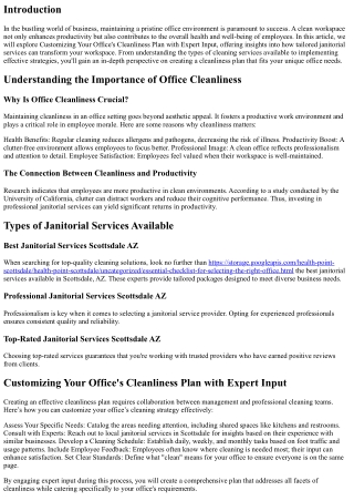 Customizing Your Office's Cleanliness Plan with Expert Input