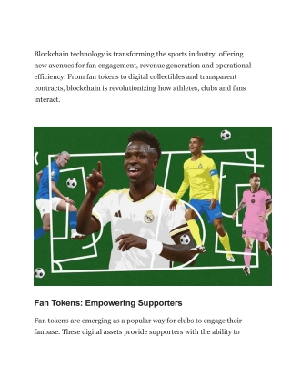 How Athletes and Clubs Are Embracing Blockchain Technology