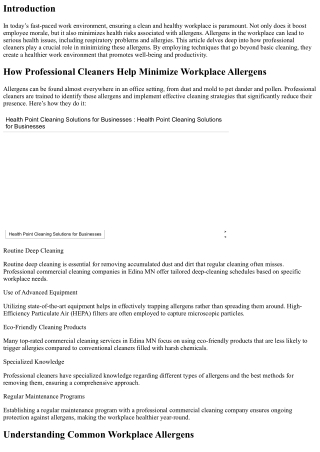 How Professional Cleaners Help Minimize Workplace Allergens