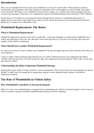 Windshield Replacement and Safety: Why It Matters