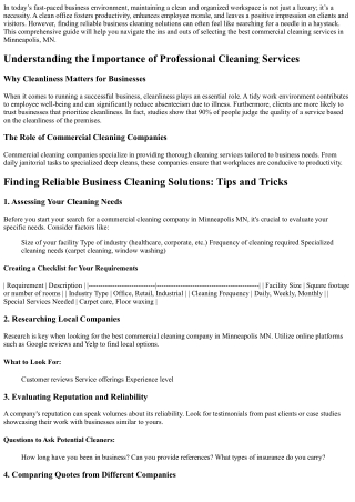 Finding Reliable Business Cleaning Solutions: Tips and Tricks