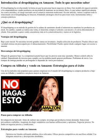 Introducción al dropshipping en Amazon: Todo lo que necesitas saber