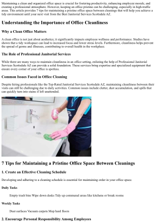 7 Tips for Maintaining a Pristine Office Space Between Cleanings