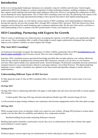 SEO Consulting: Partnering with Experts for Growth