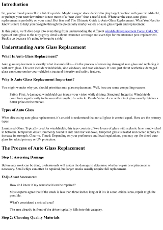The Ultimate Guide to Auto Glass Replacement: What You Need to Know