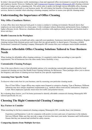 Discover Affordable Office Cleaning Solutions Tailored to Your Business Needs