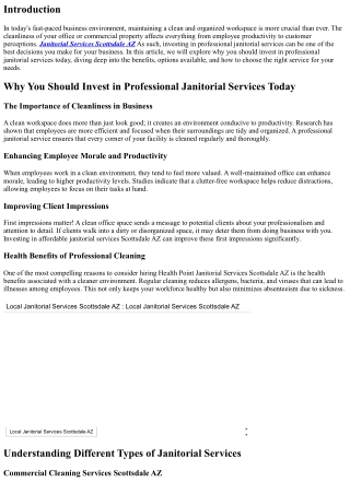 Why You Should Invest in Professional Janitorial Services Today