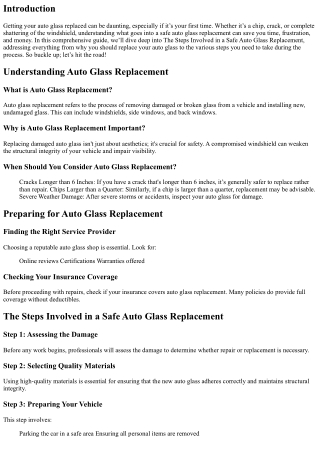 The Steps Involved in a Safe Auto Glass Replacement