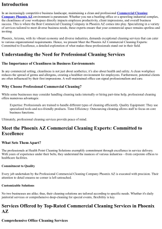 Meet the Phoenix AZ Commercial Cleaning Experts: Committed to Excellence