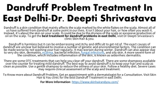 Dandruff Problem Treatment In East Delhi-Dr. Deepti Shrivastava