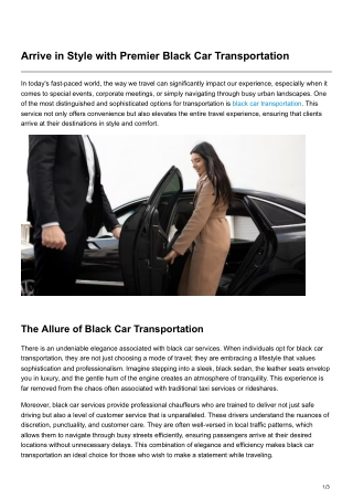 Arrive in Style with Premier Black Car Transportation