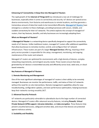 Enhancing IoT Connectivity