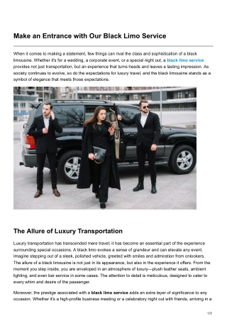 Make an Entrance with Our Black Limo Service