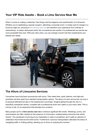Your VIP Ride Awaits Book a Limo Service NearMe