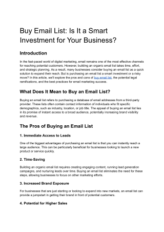 Buy Email List: Is It a Smart Investment for Your Business?