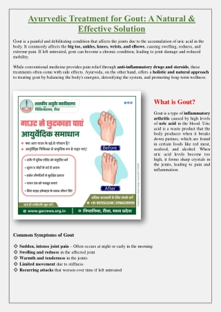 Ayurvedic Treatment for Gout A Natural & Effective Solution