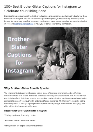 Best Brother-Sister Captions