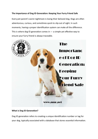 The Importance of Dog ID Generation Keeping Your Furry Friend Safe