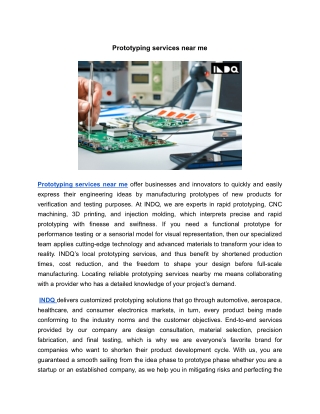 Prototyping services near me | INDQ