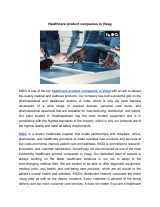 Healthcare product companies in Vizag | INDQ