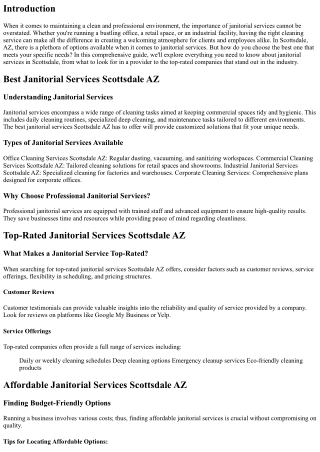 Discover the Best Janitorial Services in Scottsdale, AZ