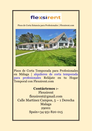 Pisos de Corta Estancia para Profesionales | Flexsirent.com