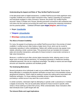 Understanding the Appeal and Risks of _Buy Verified PayPal Accounts_