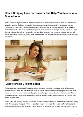 How a Bridging Loan for Property Can Help You Secure Your Dream Home