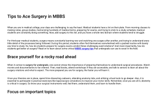 Tips to Ace Surgery in MBBS