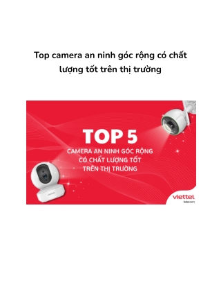 Top camera an ninh góc rộng có chất lượng tốt trên thị trường