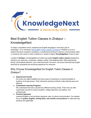 Best English Tuition Classes in Zirakpur – KnowledgeNext