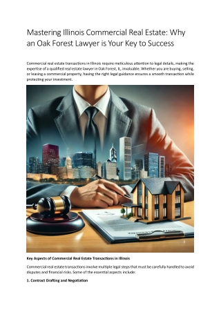 Mastering Illinois Commercial Real Estate: Why an Oak Forest Lawyer is Your Key