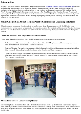 What Clients Say About Health Point's Commercial Cleaning Solutions