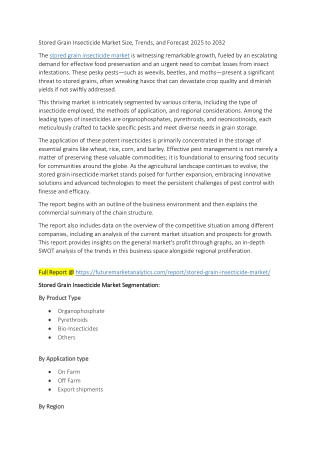 The Role of Stored Grain Insecticides in Global Food Security