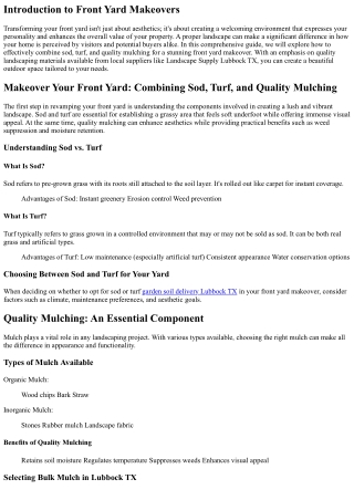 Makeover Your Front Yard: Combining Sod, Turf, and Quality Mulching