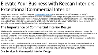 Use Commercial Interior from Experts at Reecan Interiors to Grow Your Business
