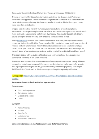 The Role of Azotobacter in Sustainable Agriculture: Market Insights