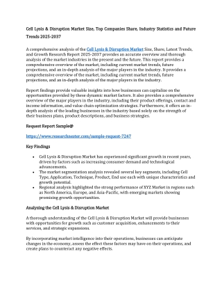 Cell Lysis & Disruption Market