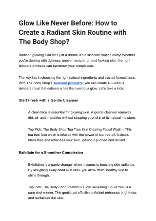 Glow Like Never Before Create a Radiant Skin Routine