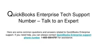 QuickBooks Enterprise Tech Support – Talk to an Expert
