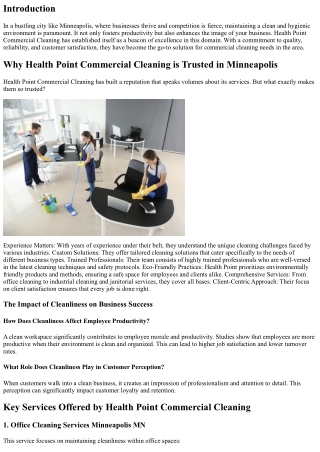 Why Health Point Commercial Cleaning is Trusted in Minneapolis