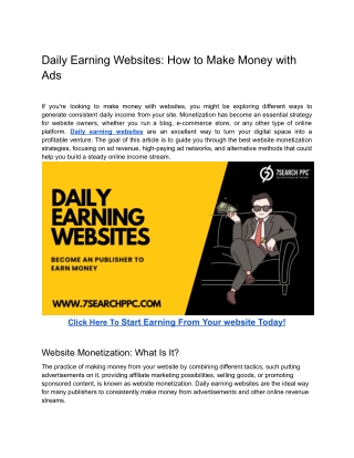 Daily Earning Websites_ How to Make Money with Ads