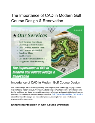 The Importance of CAD in Modern Golf Course Design & Renovation __off-site Kriti