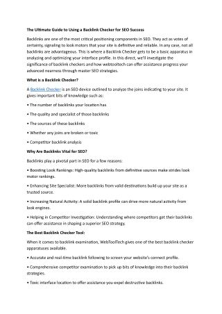 The Ultimate Guide to Using a Backlink Checker for SEO Success