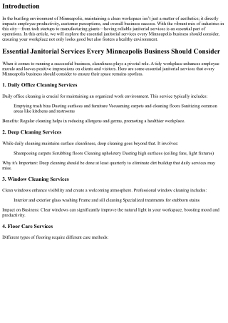 Essential Janitorial Services Every Minneapolis Business Should Consider